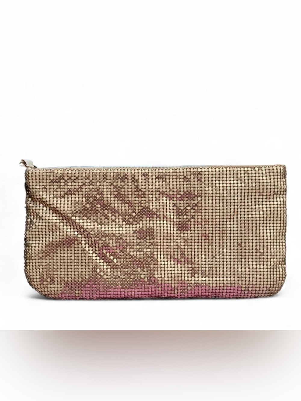 GUESS  gold sequin clutch. Chain mail is in great condition, lined
